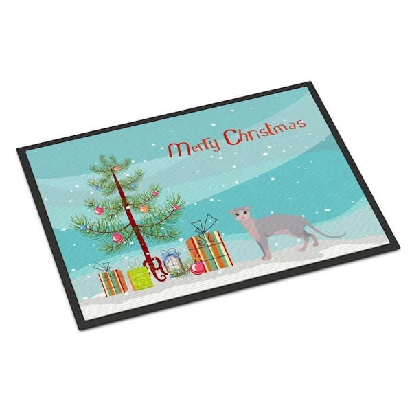 Carolines Treasures 18 x 27 in. Ukrainian Levkoy Cat Merry Christmas Indoor or Outdoor Mat CK4735MAT - main